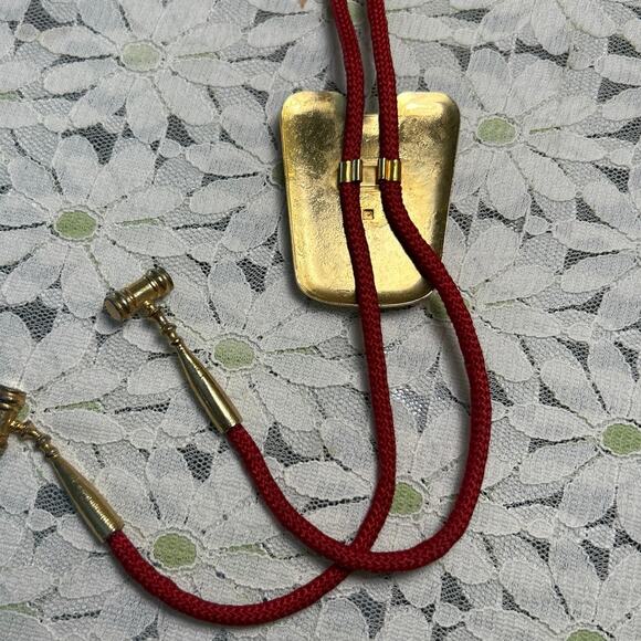 Vintage Moose Head Emblem Bolo Red Gold Past Governor - Picture 6 of 6
